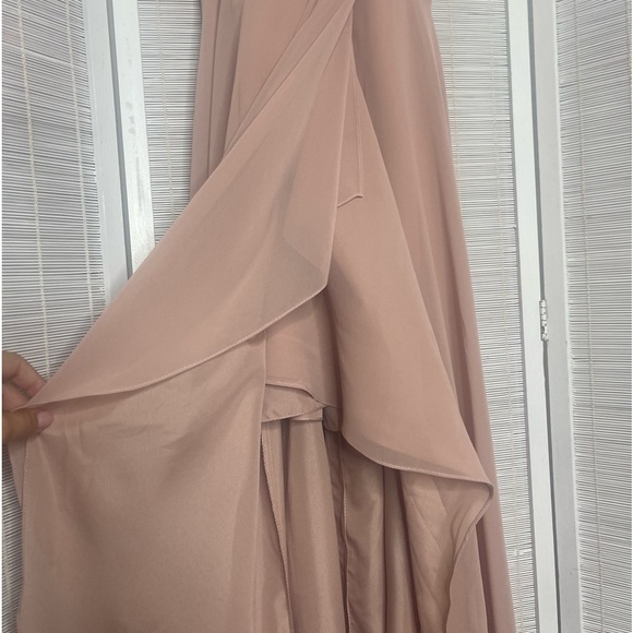 Jenny Yoo Dress Farrah Blush Pink Halter Waterfall Front Zip Back Size 4 - Picture 3 of 8